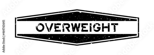 Grunge black overweight word hexagon rubber seal stamp on white background