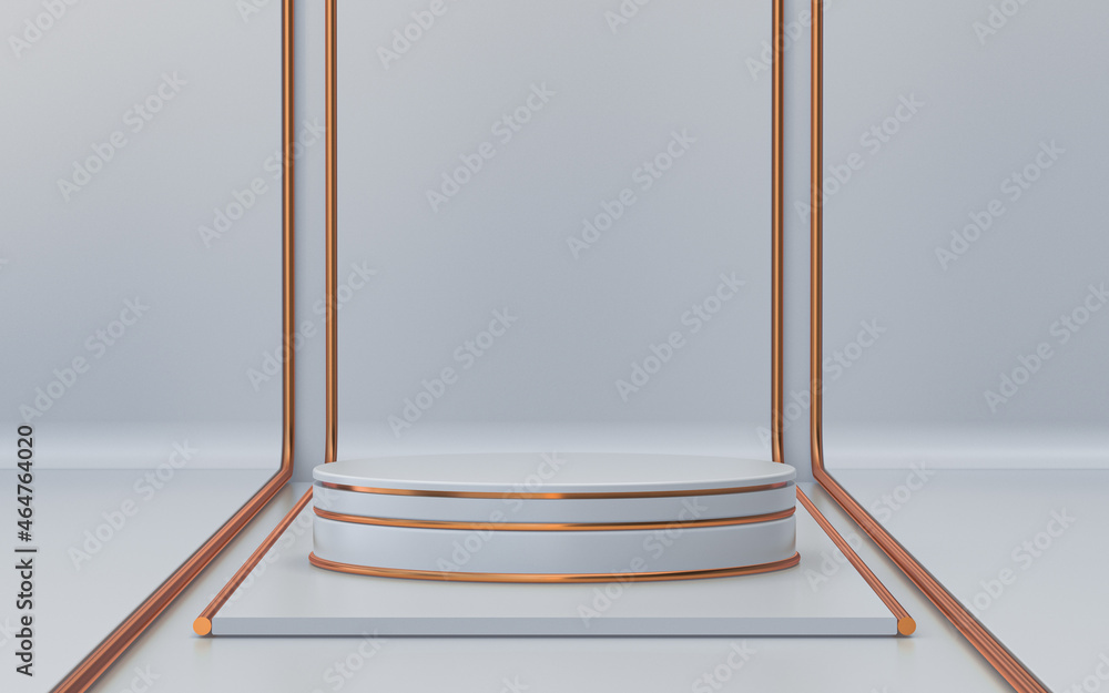 white and gold abstract empty space podium display for product promotion, 3d rendering white and gold abstract empty space podium display for product promotion, 3d rendering