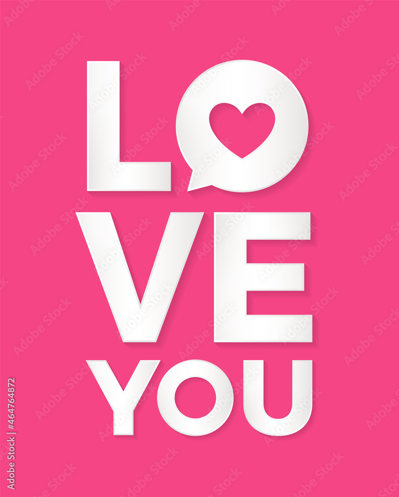 Love you typography paper design for valentine's day card template.