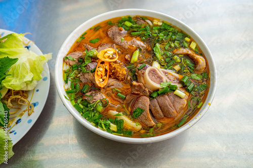 Famous and delicious Vietnamese food Bun Bo Hue