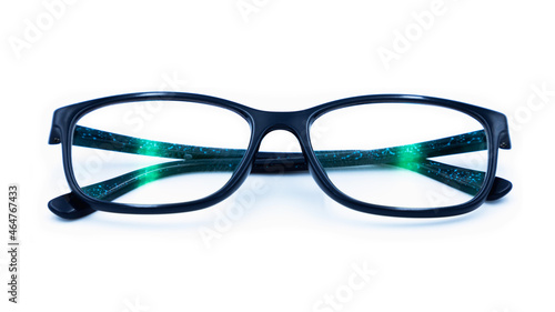 Classic eyeglasses close-up isolated on white background