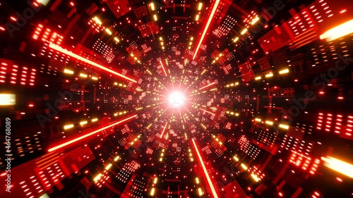 Laser Beam and Multiple Lamps in the Red Color Disco Concept Background