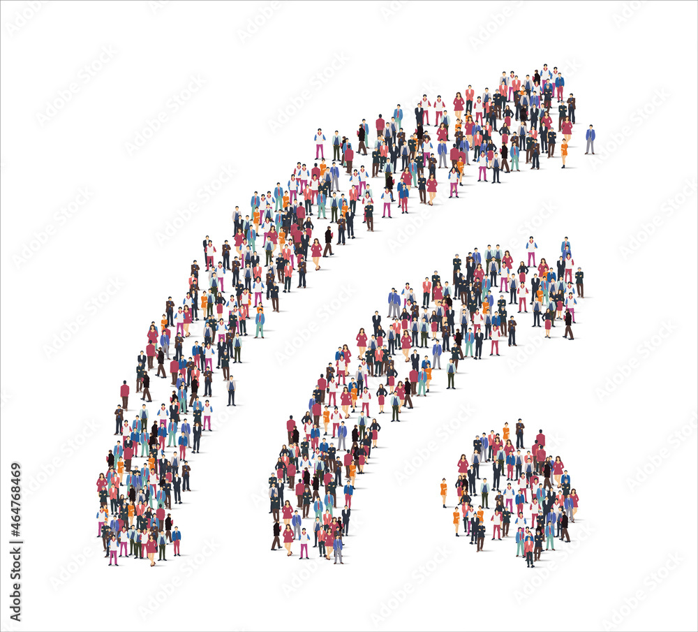 People and business group in the form of WiFi symbol People and business group in the form of WiFi symbol