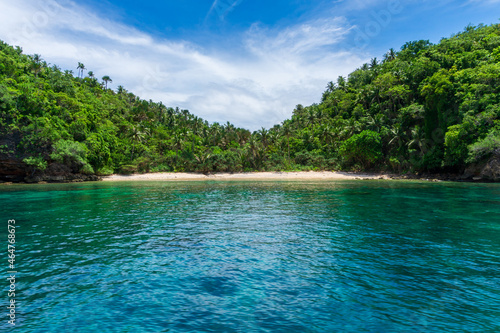 Tropical island view in Puerto Galera, Mindoro Island, Philippines. Travel and landscapes.