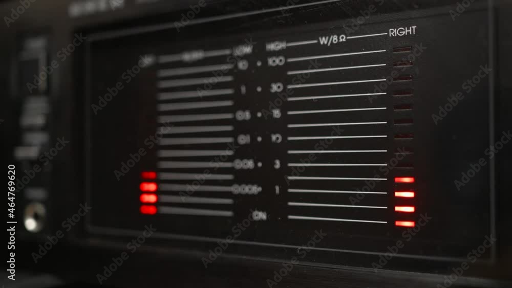Audio signal levels monitoring sound stereo system. Output level volume ...