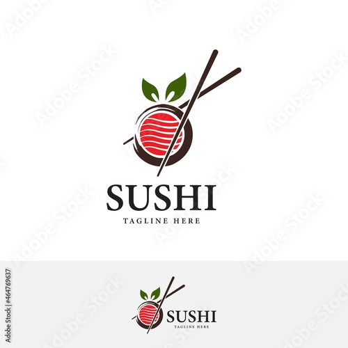 Chopsticks Swoosh Bowl Oriental Japanese Cuisine, Japanese Sushi Seafood, Vector illustration