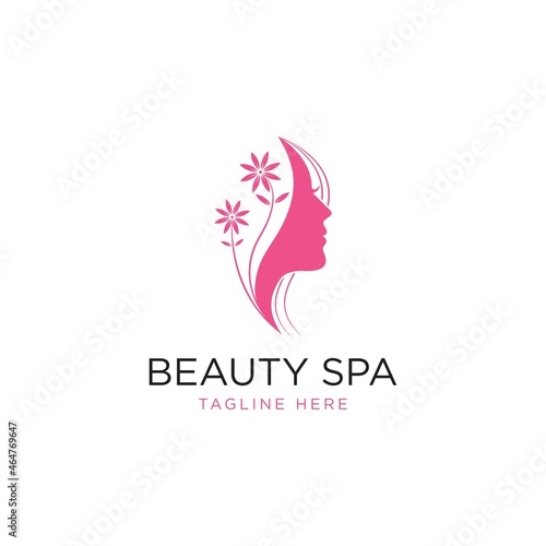 Silhouette woman logo, head, face logo isolated. Use for beauty salon, spa, cosmetic design