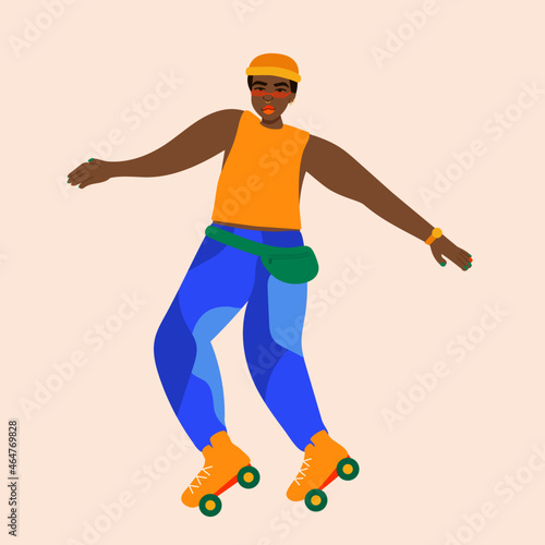 Illustration of young person roller skating