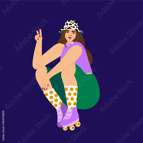 Illustration of young person wearing roller skates