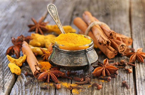 Beautiful vintage vase with turmeric.