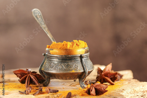 Beautiful vintage vase with turmeric.