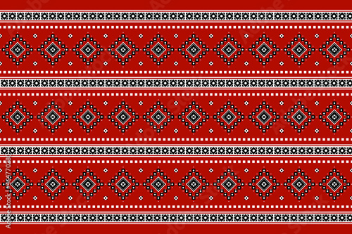 Geometric ethnic oriental seamless pattern traditional Design for background,carpet,wallpaper.clothing,wrapping,Batik fabric,Vector illustration.embroidery style - Sadu, sadou, sadow or sado