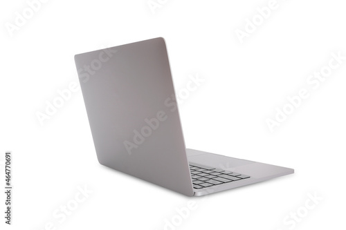  the new generation laptop, space gray color, on a white background.soft focus