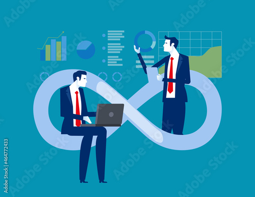 Business with devops team. Vector illustration concept