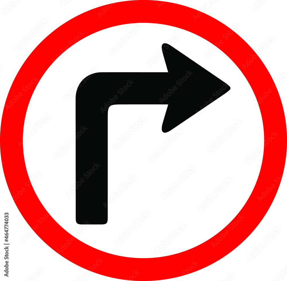 The colored picture of the traffic sign allows the driver to turn to the right, but only one way The colored picture of the traffic sign allows the driver to turn to the right, but only one way