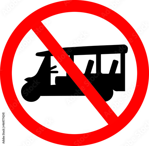 Color image of a traffic sign prohibiting tricycles passing into the road where the sign is installed