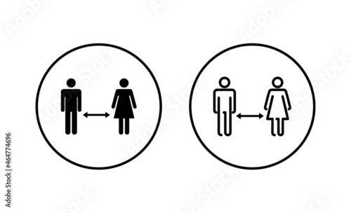 Social distancings set. social distance sign and symbol. self quarantine sign