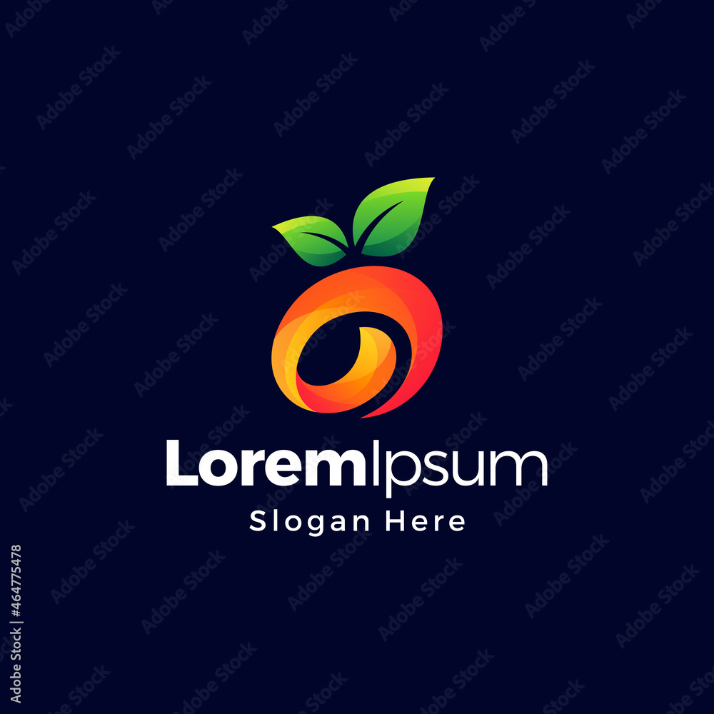 Fruit gradient color logo. Abstract fruit with creative modern concept. Branding for media, agency, apps, software, start up, technology, fruit, health, food, restaurant, etc. Premium vector logo Fruit gradient color logo. Abstract fruit with creative modern concept. Branding for media, agency, apps, software, start up, technology, fruit, health, food, restaurant, etc. Premium vector logo