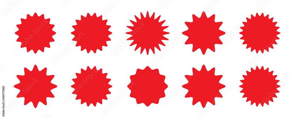 Set price sticker. Sale sticker collection. Set of red starburst, sunburst badges. Label icon sticker. Badge. Design elements - best for sale sticker, price tag, mark. Vector illustraton 