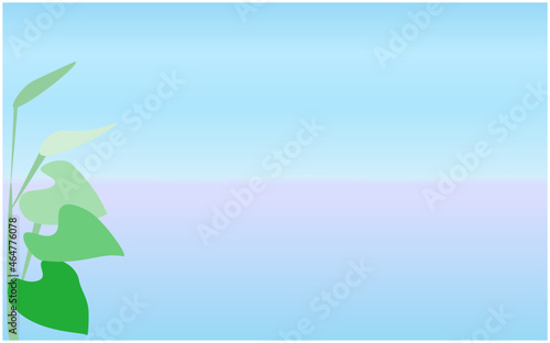 海と空と植物の葉のベクターイラスト