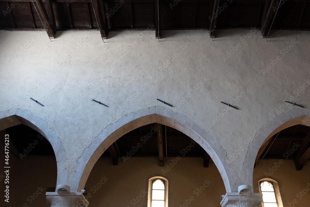 Structure of the wooden beams of the roofs of Abruzzo churches. Sulmona