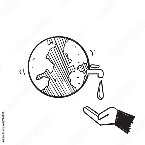 hand drawn doodle save water icon illustration vector