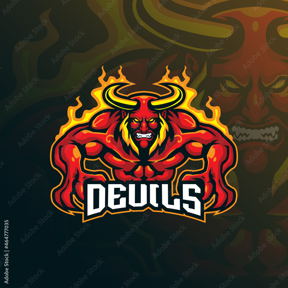 Devil mascot logo design vector with modern illustration concept style for badge, emblem and t shirt printing. Angry devil illustration for
