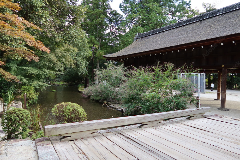 Temples and shrines in Kyoto in Japan日本の京都の神社仏閣 : Tsuchinoya, Iwai-bashi Bridge and Omonoigawa Stream in the precincts of Kamigamo-jinja Shrine 上賀茂神社の土舎(土屋)と祝橋とOmonoi-gawa Stream Temples and shrines in Kyoto in Japan日本の京都の神社仏閣 : Tsuchinoya, Iwai-bashi Bridge and Omonoigawa Stream in the precincts of Kamigamo-jinja Shrine 上賀茂神社の土舎(土屋)と祝橋とOmonoi-gawa Stream