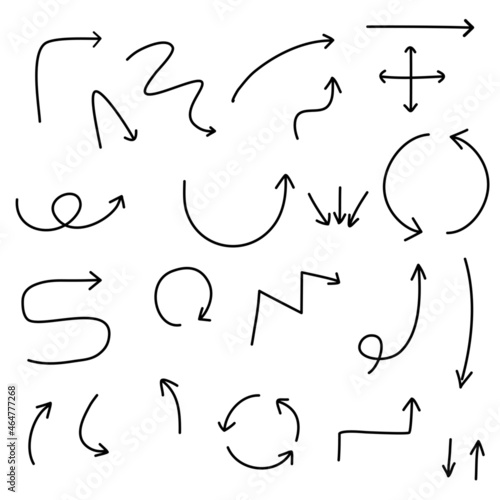 Hand drawn arrows. Set of arrows.