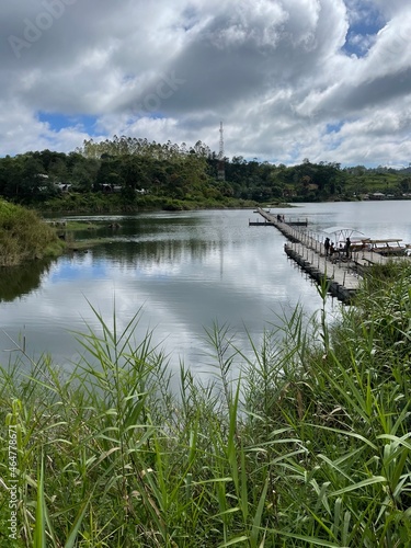 A lake located in the middle of a tea plantation. West Java, Indonesia (April 2021)