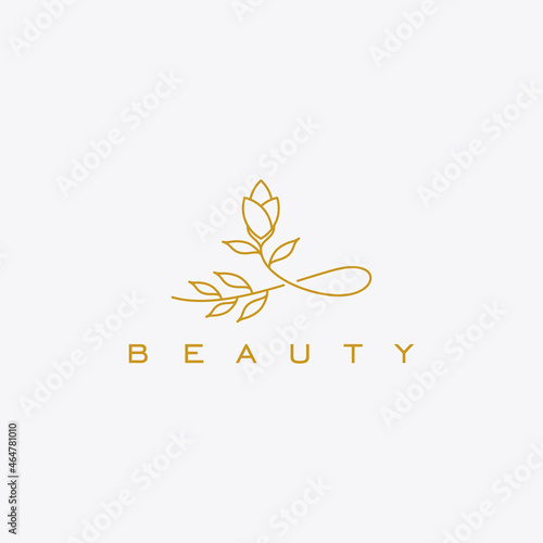 Beauty Flower Linear style vector logo design