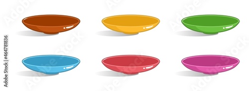 Dish icon set. Cartoon empty dishes isolated on white background