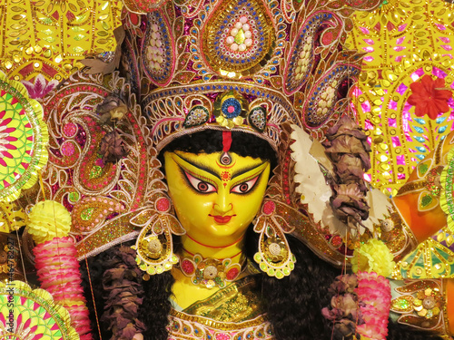 Durga (God of Hidu) image.  It is front side image of Durga.  Durga is a major festival of West Bengal in India. photo