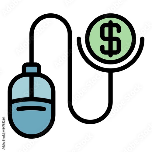 Computer mouse loan icon. Outline computer mouse loan vector icon color flat isolated photo