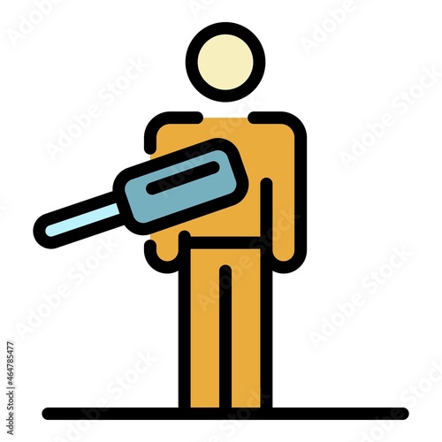 Scan airport person icon. Outline scan airport person vector icon color flat isolated