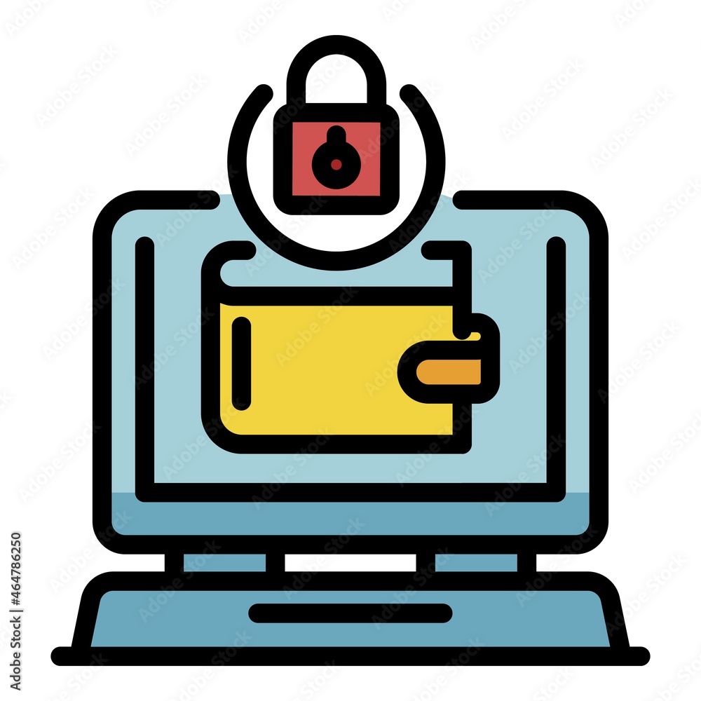 Secured web wallet icon. Outline secured web wallet vector icon color flat isolated Secured web wallet icon. Outline secured web wallet vector icon color flat isolated