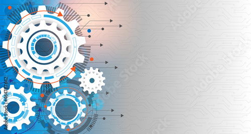 Data future gear wheel,circuit board, Hi-tech digital technology and engineering, digital telecom technology concept. Abstract futuristic on light blue color background EP.3
