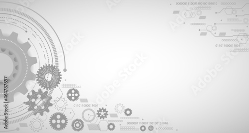 Gear abstract design background with technology and line circuit board texture. Modern engineering, futuristic, science communication concept. EP.2