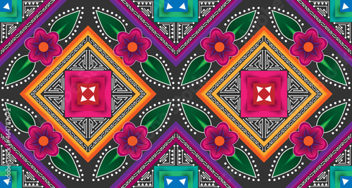 Geometric Abstract shapes pattern in ethnic style EP.4