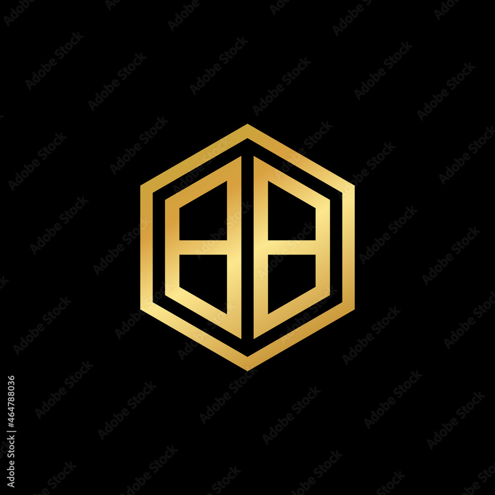 golden initial letter BB hexagon logo design vector golden initial letter BB hexagon logo design vector