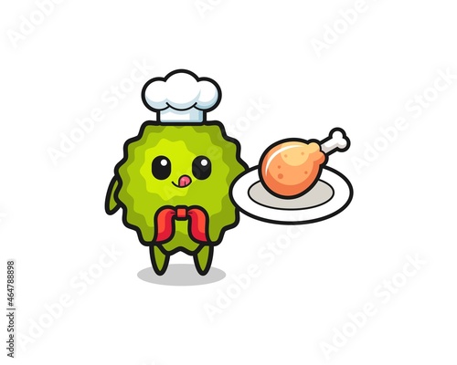 durian fried chicken chef cartoon character