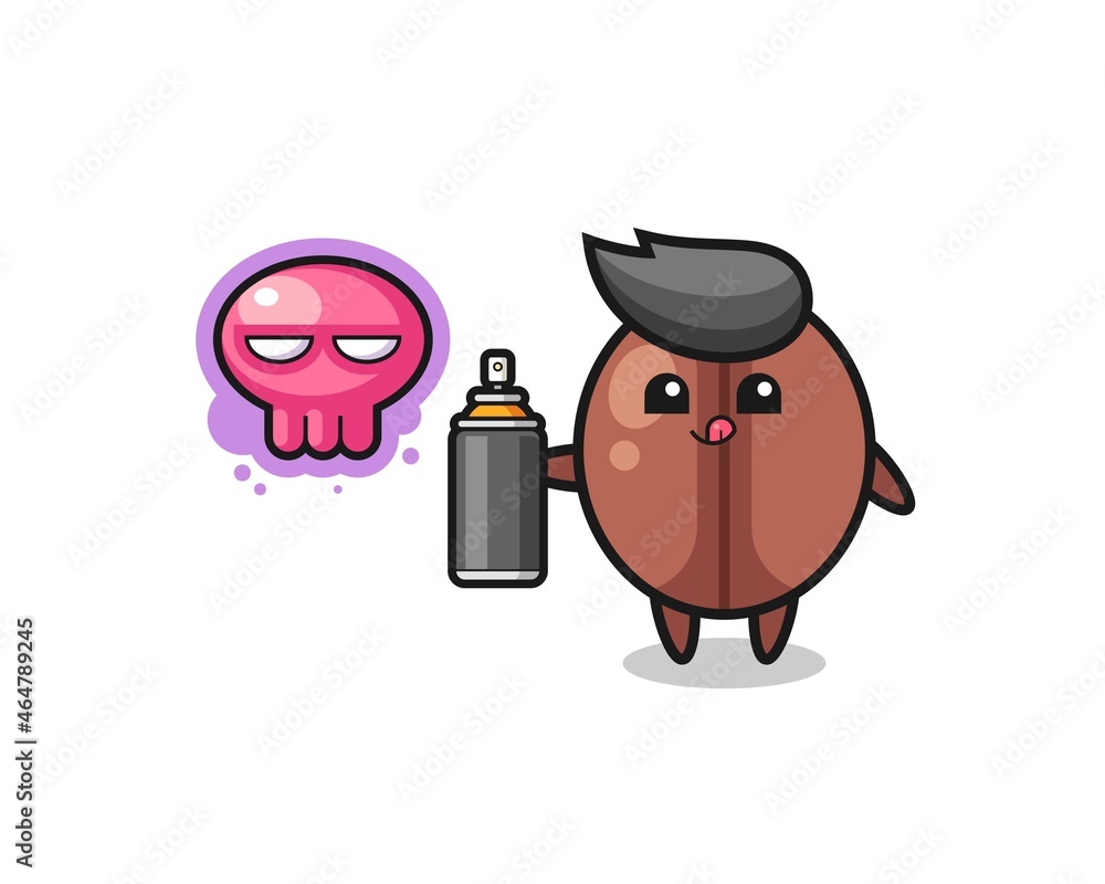 Fototapeta premium coffee bean cartoon make a graffiti with a spray paint