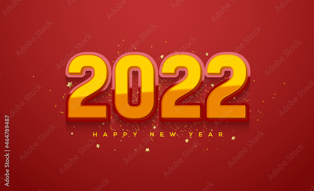 2022 happy new year with red and yellow