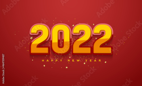 2022 happy new year with red and yellow