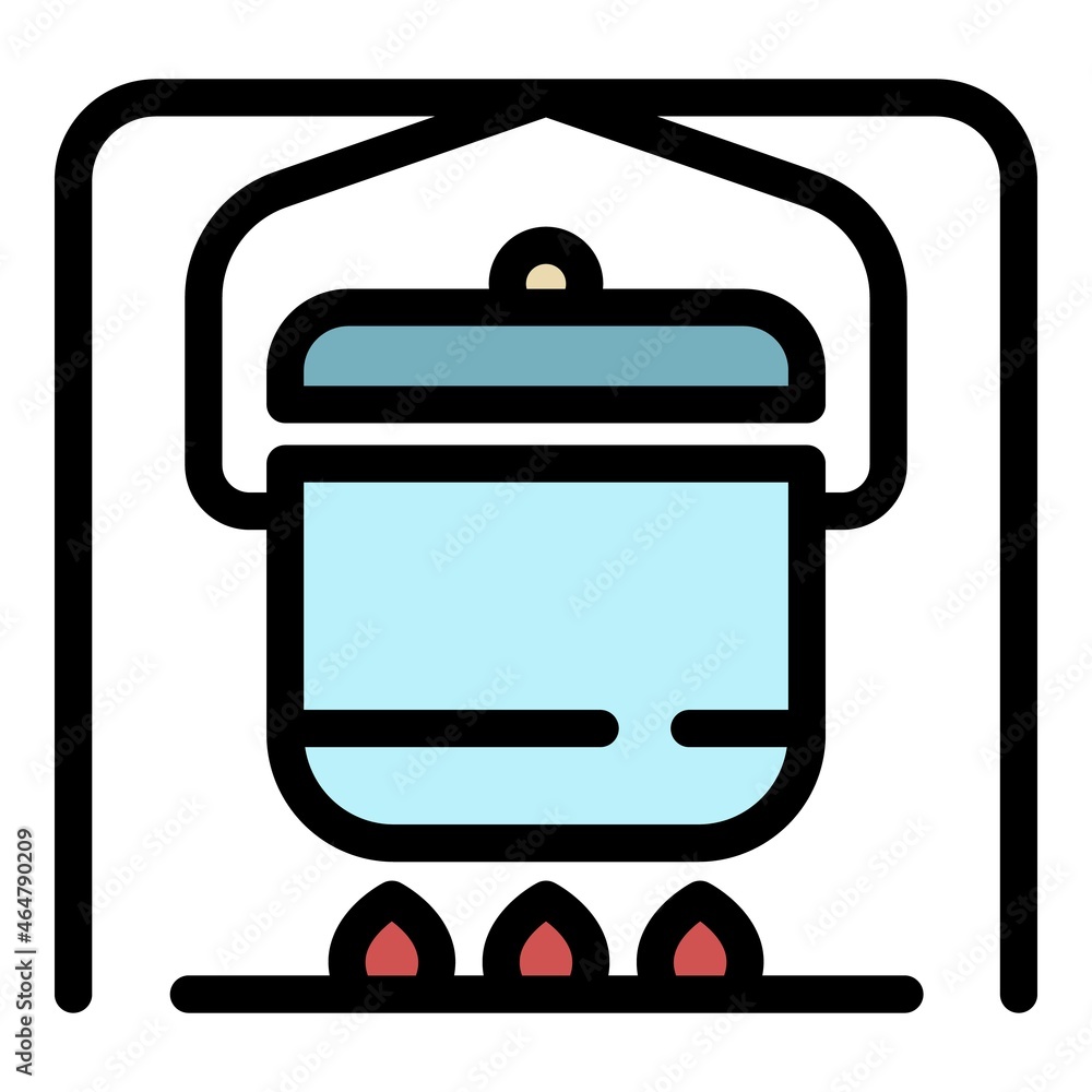 Campfire kitchen icon. Outline campfire kitchen vector icon color flat isolated Campfire kitchen icon. Outline campfire kitchen vector icon color flat isolated