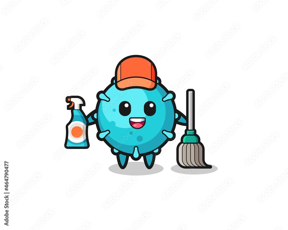 cute virus character as cleaning services mascot cute virus character as cleaning services mascot