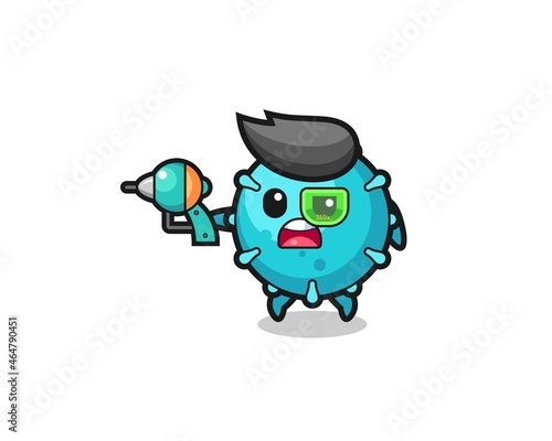 cute virus holding a future gun