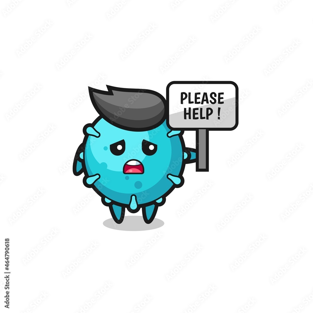 cute virus hold the please help banner