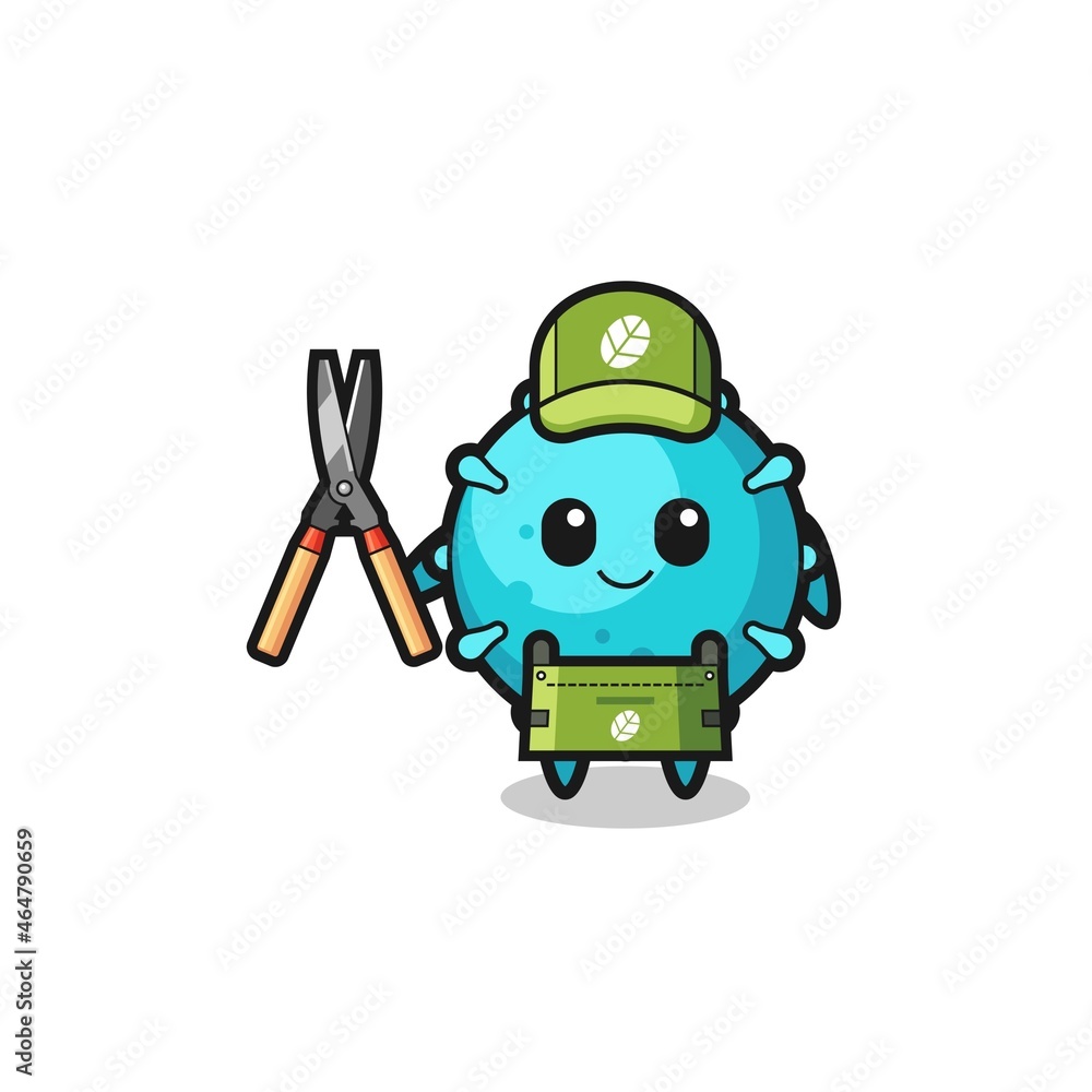 cute virus as gardener mascot cute virus as gardener mascot