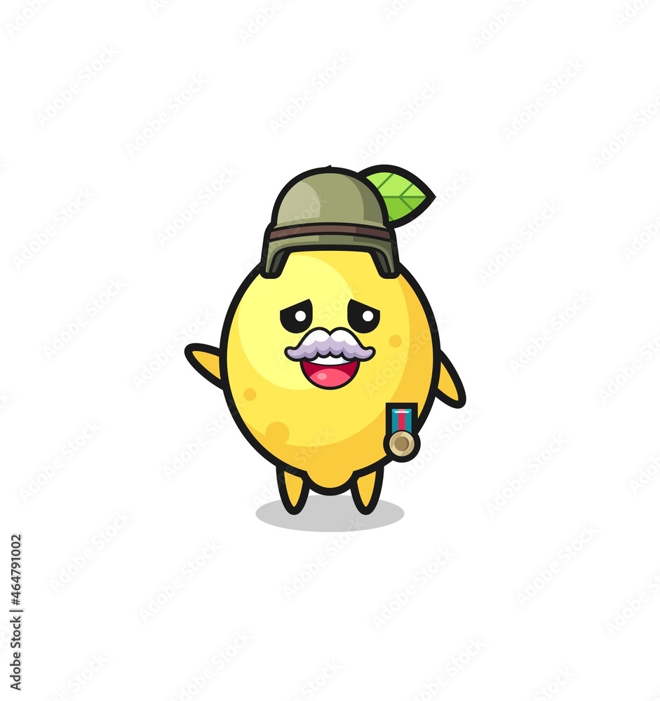 Obraz premium cute lemon as veteran cartoon